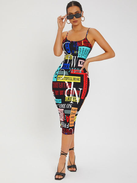 Nicki's Rotation print backless bodycon - What's Your Chic