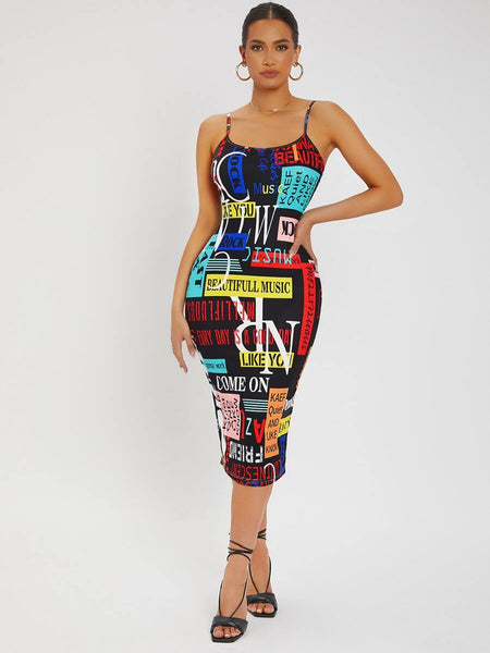 Nicki's Rotation print backless bodycon - What's Your Chic