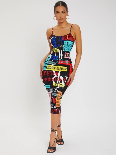 Nicki's Rotation print backless bodycon - What's Your Chic