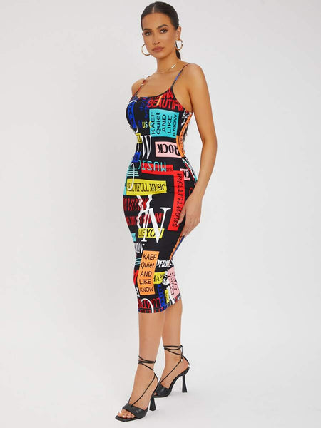 Nicki's Rotation print backless bodycon - What's Your Chic