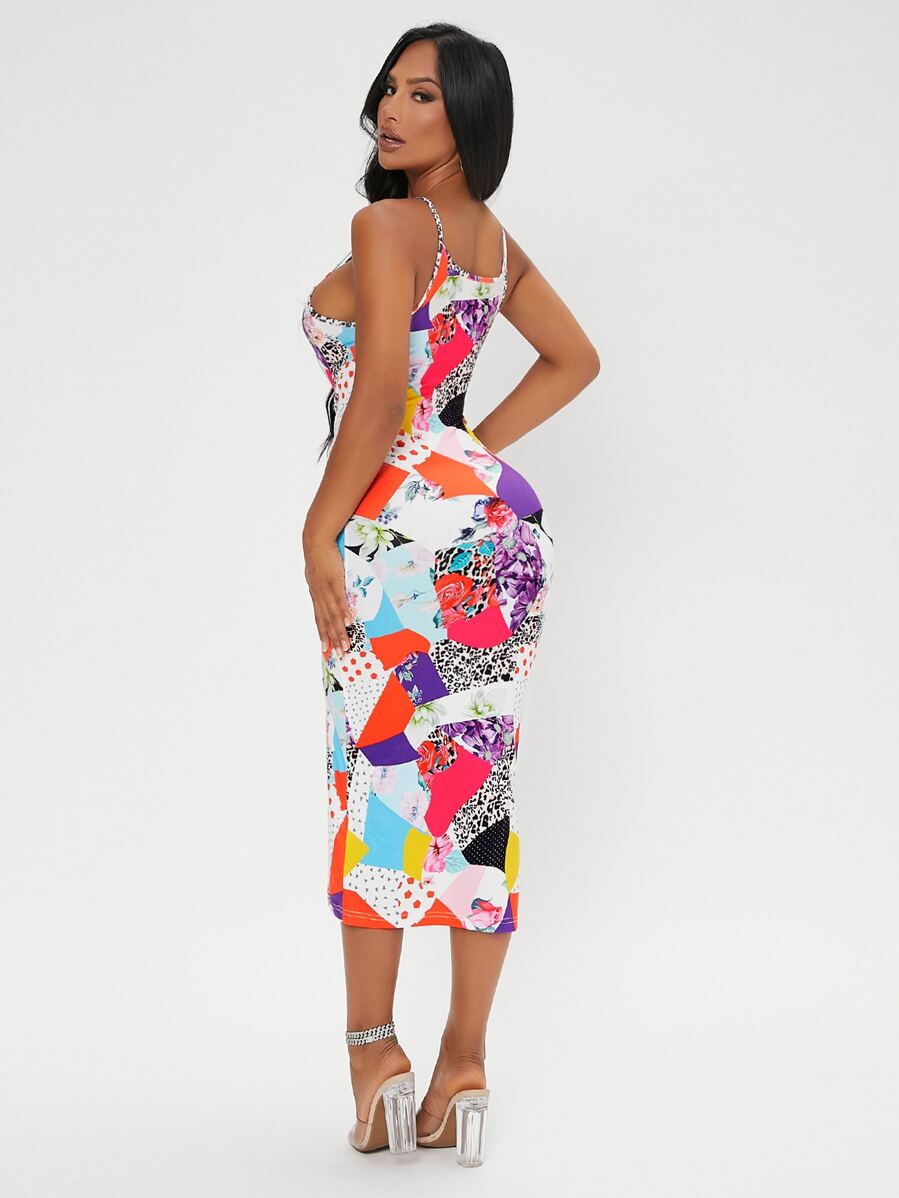 High Expectations patchwork cami bodycon - What's Your Chic
