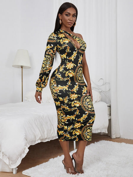 Chained Affairs one shoulder cut out bodycon - What's Your Chic