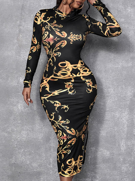 Sensations Split Thigh Dress - What's Your Chic