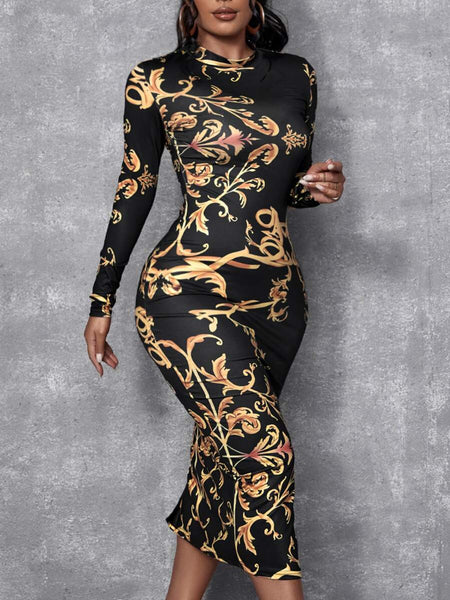 Sensations Split Thigh Dress - What's Your Chic