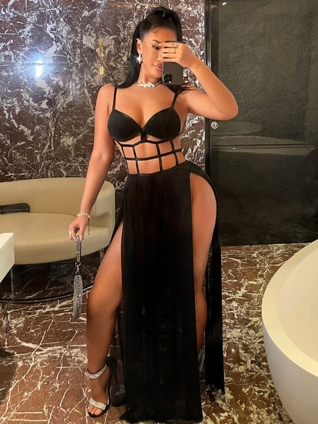 Covina Island cut out mesh maxi - What's Your Chic