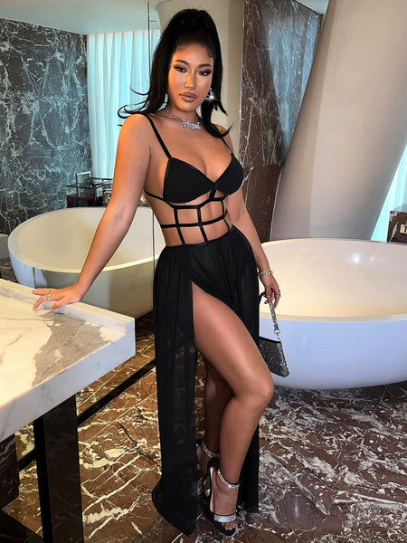 Covina Island cut out mesh maxi - What's Your Chic