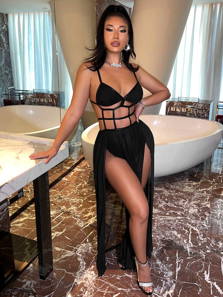 Covina Island cut out mesh maxi - What's Your Chic