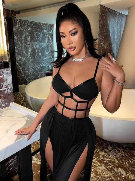 Covina Island cut out mesh maxi - What's Your Chic