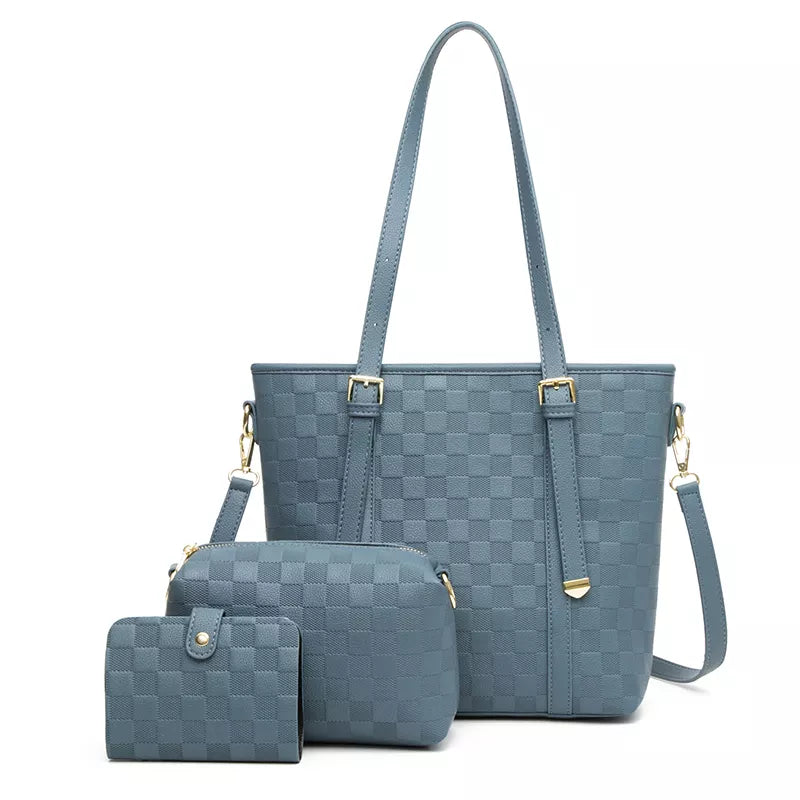 Erica Handle Tote Bag (3 Piece Set) - Blue