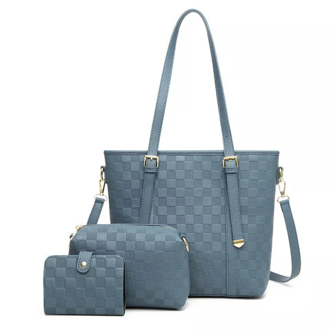Erica Handle Tote Bag (3 Piece Set) - Blue