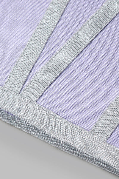 Tricolor Spliced Mesh Plunge Mini Bandage Dress - What's Your Chic