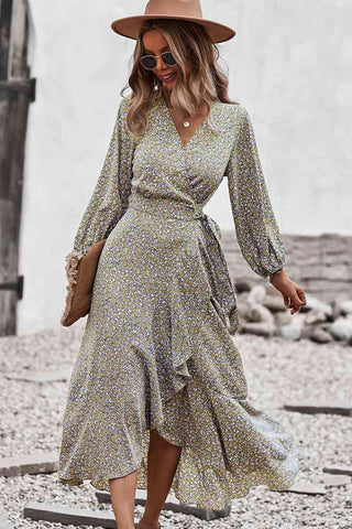 Floral Tied Swing Maxi Dress - What's Your Chic