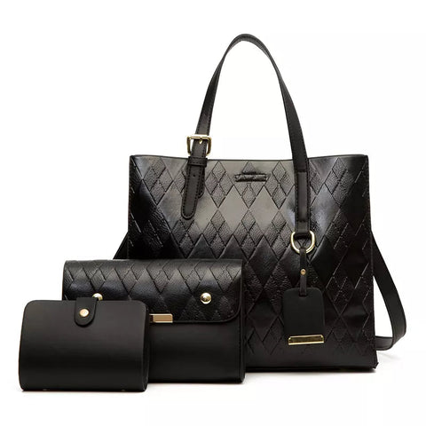 Jessica Handle Bag (3 Piece Set) - Black