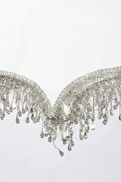 Rhinestone Tassel Hem Bodycon Dress - What's Your Chic