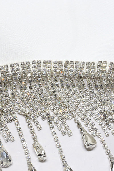 Rhinestone Tassel Hem Bodycon Dress - What's Your Chic